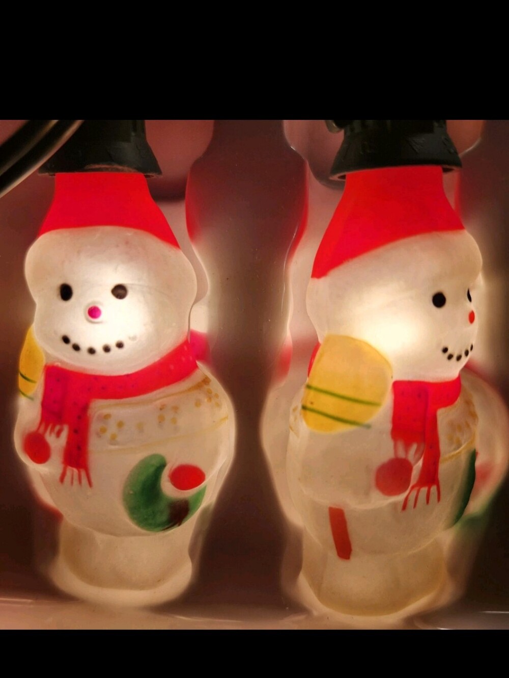 Vintage Old Fashioned Hand Painted Glass Snowman Christmas String Lights